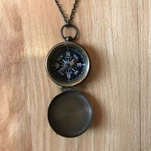 Antiques Brass Compass Travel Necklace NEW